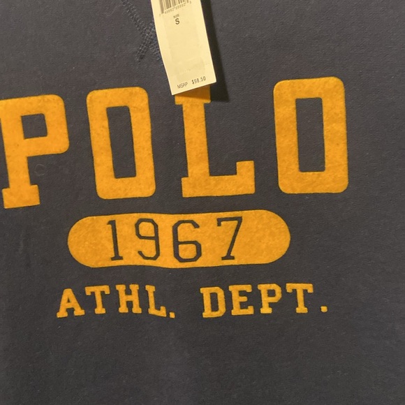 Polo by Ralph Lauren Blue Crewneck Sweater with Yellow Logo - Picture 6 of 10